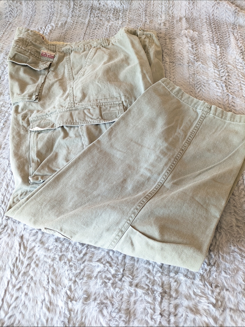 💚 3/$45 Coliseum Men's Khaki Cargo Pants - Army Green W36" x L32"
